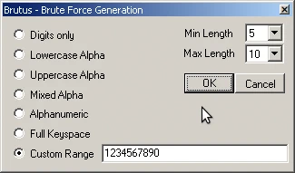 Brutus: Brute Force Konfiguration